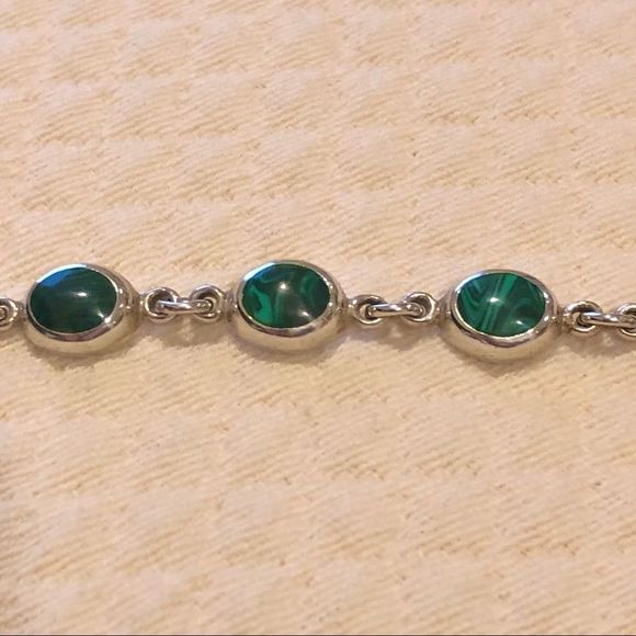 TAXCO Malachite Sterling Silver Linked Bracelet - Picture 8 of 10